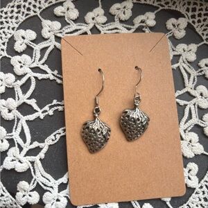 Silver Strawberry Dangle Earrings